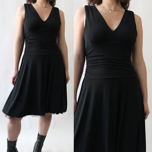 Y2K Black Stretch Dress with Tulle Underskirt