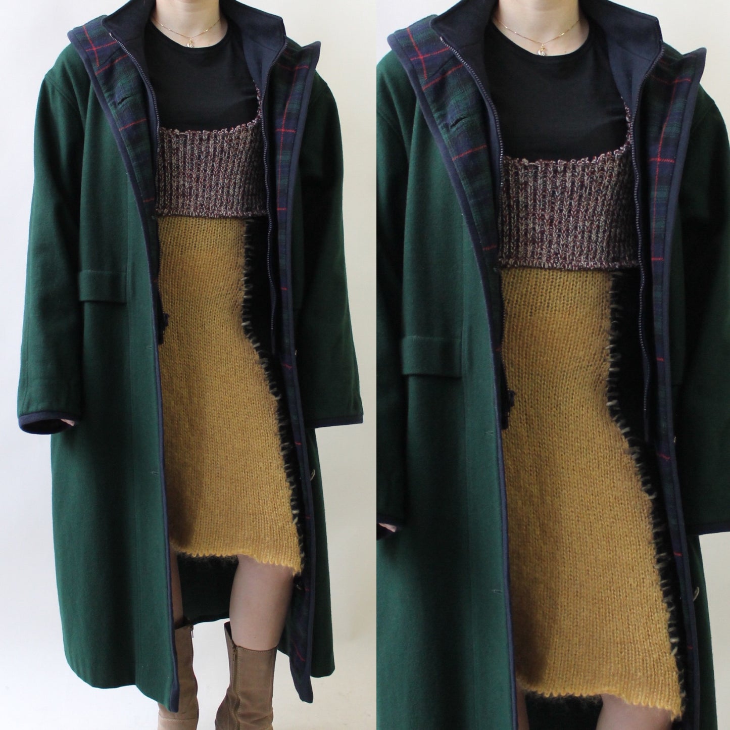 90s Hunter Green Wool Bib Coat