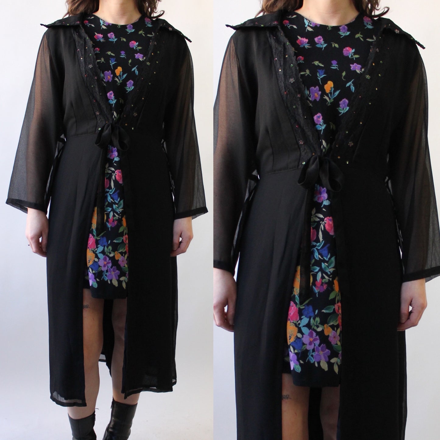 90s Rayon Long Layer with Adornments