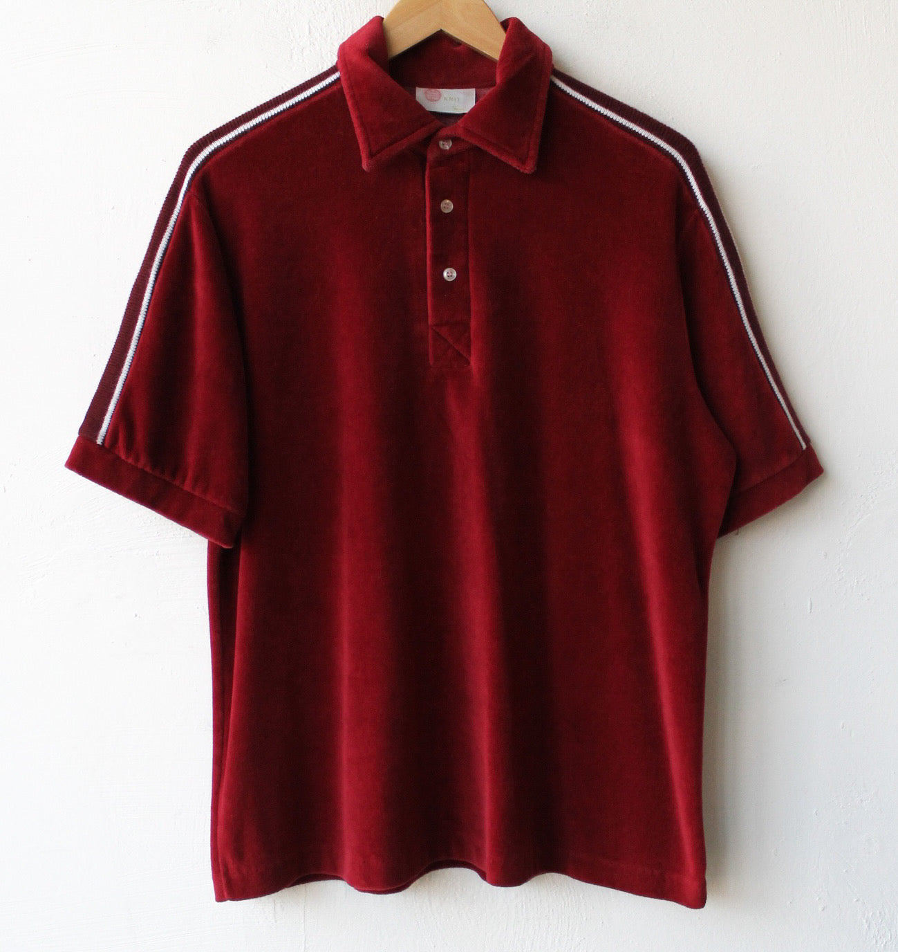 80s Red Wine Velour Polo