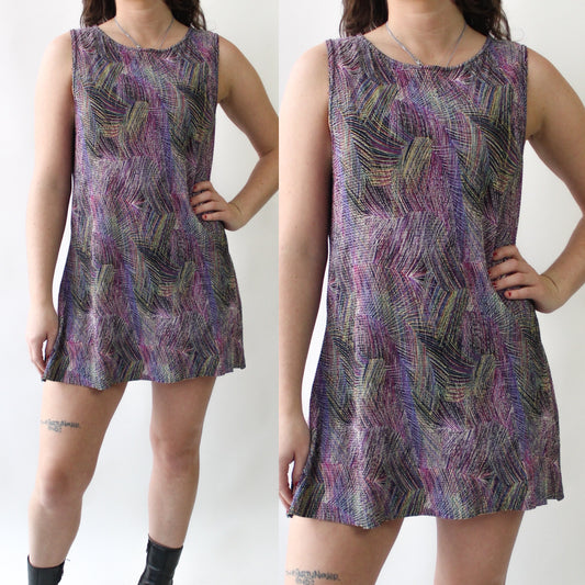 90s Purple Tones Plisse Dress