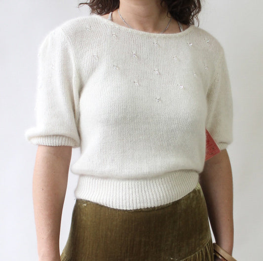 80s Angora Blend Sweater with Teardrop Beads