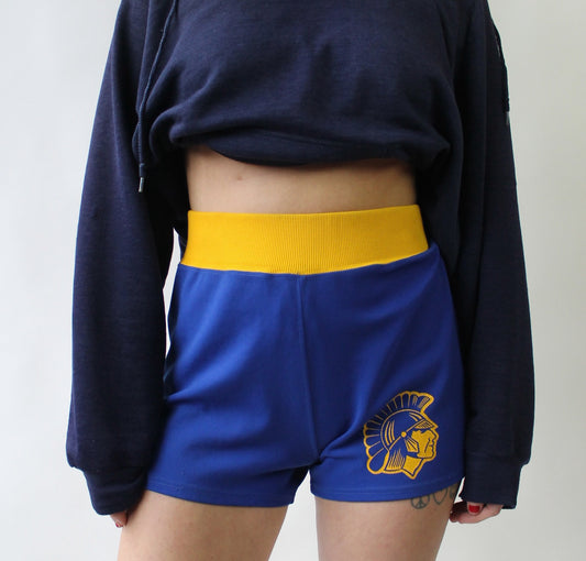70s Blue and Gold Poly Track Shorts