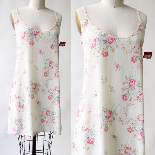 90s Esprit Semi Sheer Roses Slip Dress