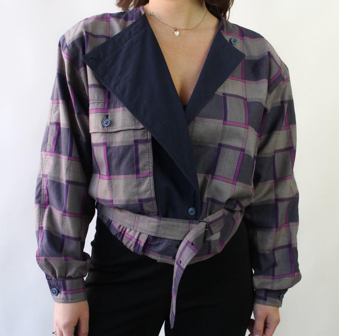 80s Italian Made Cotton Collarless Jacket