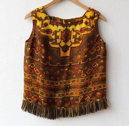 60s Autumn Towel Tank with Fringe