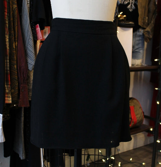 Reworked Pleated Black Mini Skirt