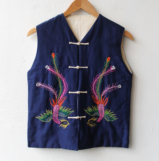 60s Embroidered Birds and Dragon Vest