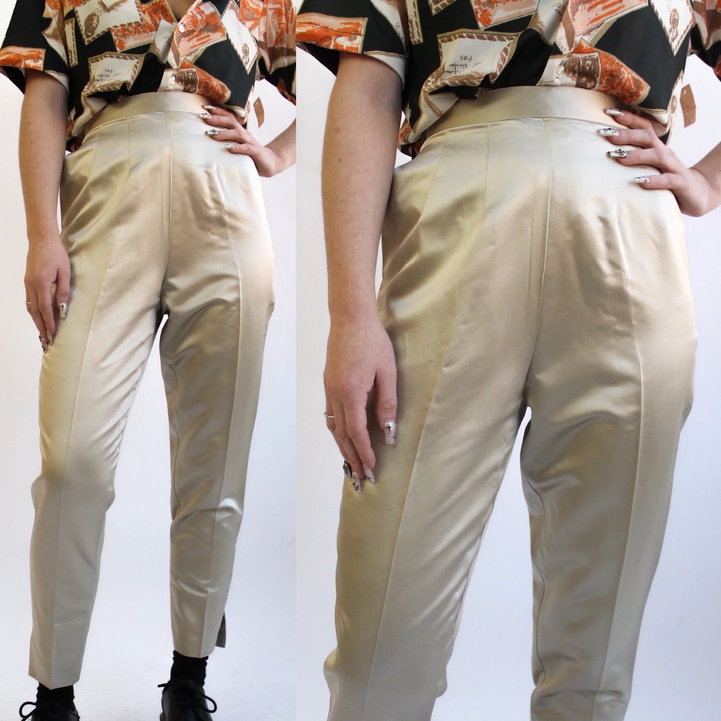 60s Champagne Satin Cigarette Pant