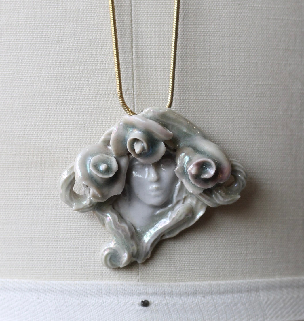 Vintage Clay Face Necklace