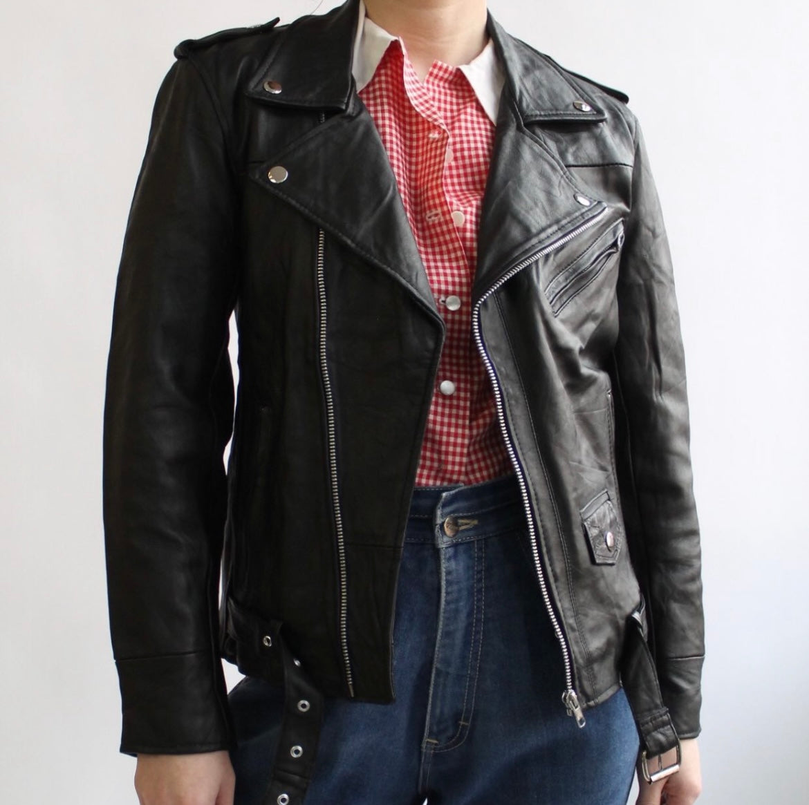 Reworked Black Leather Motorcycle Jacket