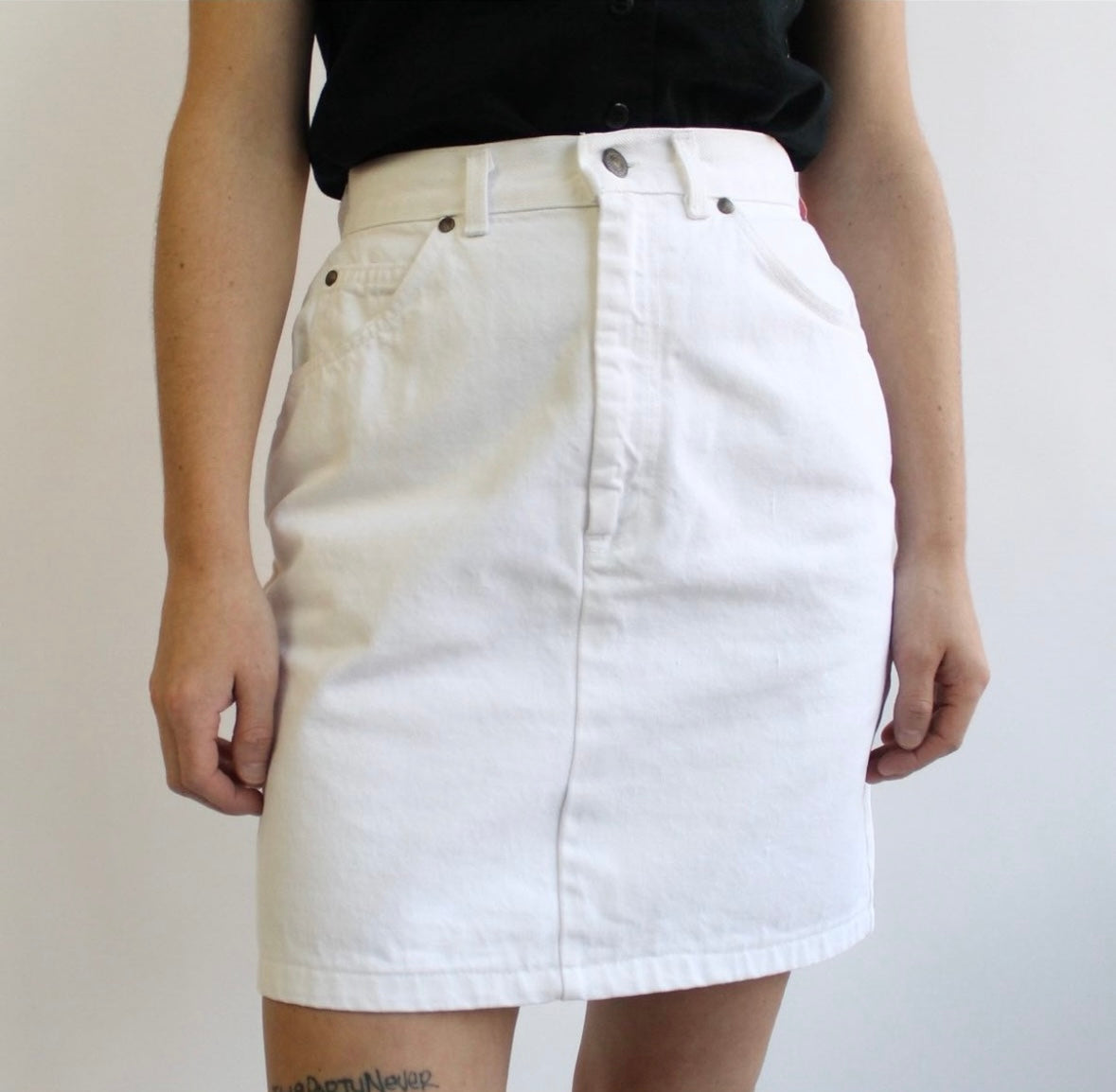 80s Levi's Made In USA White Denim Skirt