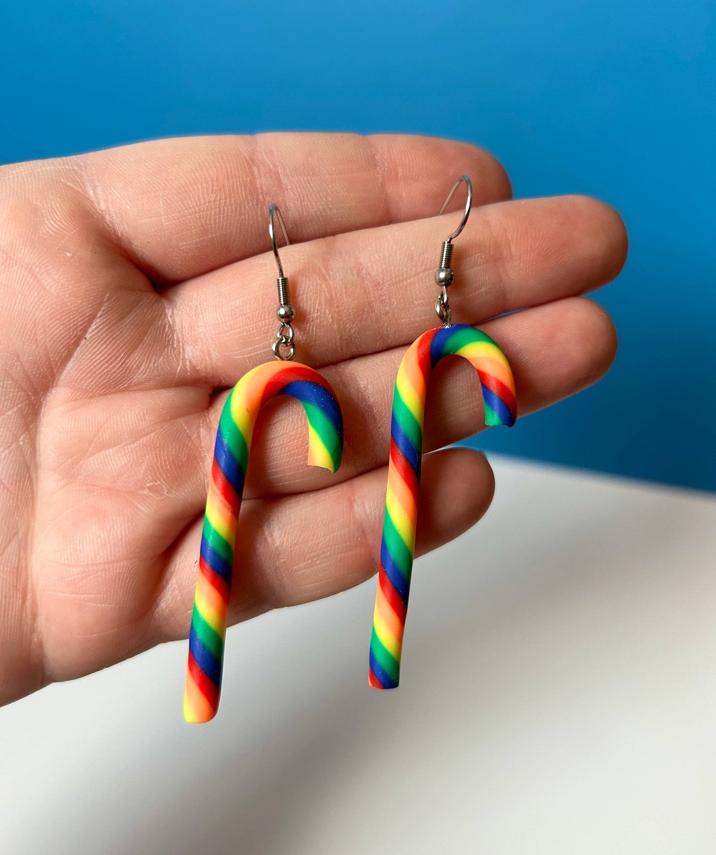 Rainbow Candy Cane Earrings