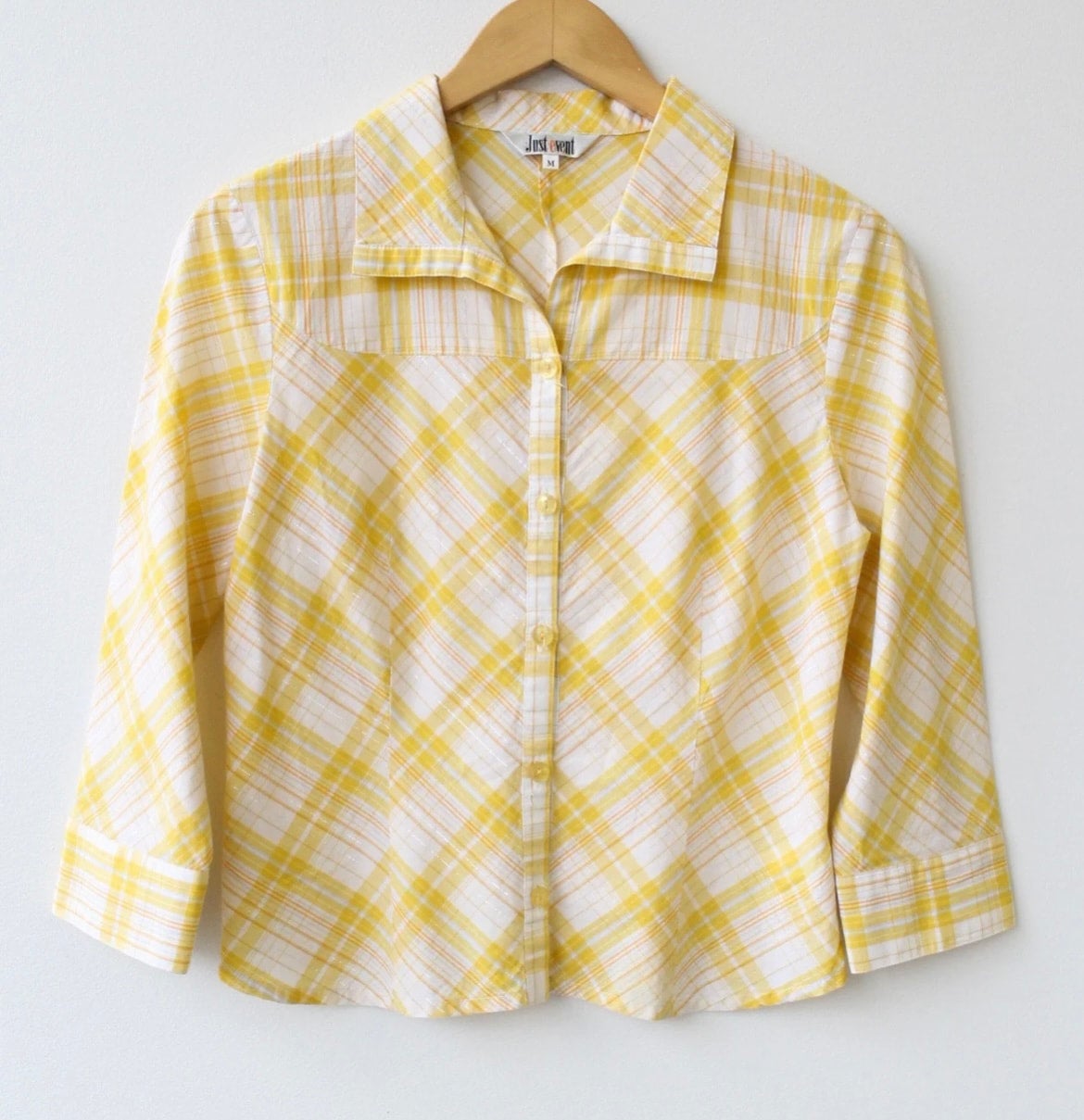 Y2K Yellow Plaid Boxy Button Up