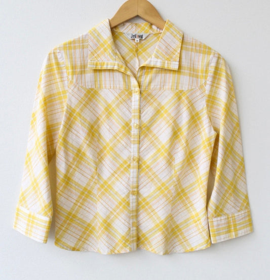 Y2K Yellow Plaid Boxy Button Up