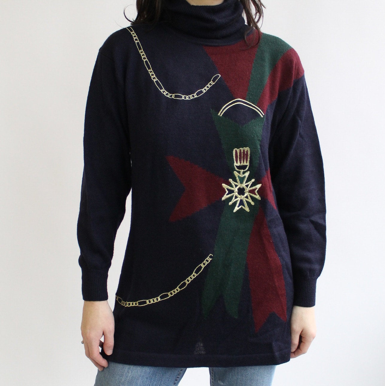 90s Royal Crest Turtleneck Sweater