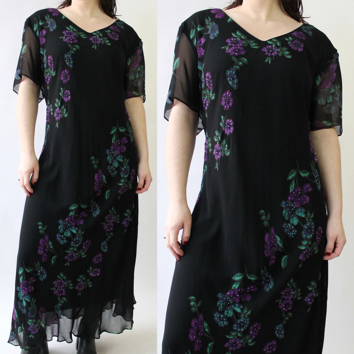 90s Flowy Flowers Dress with Gems