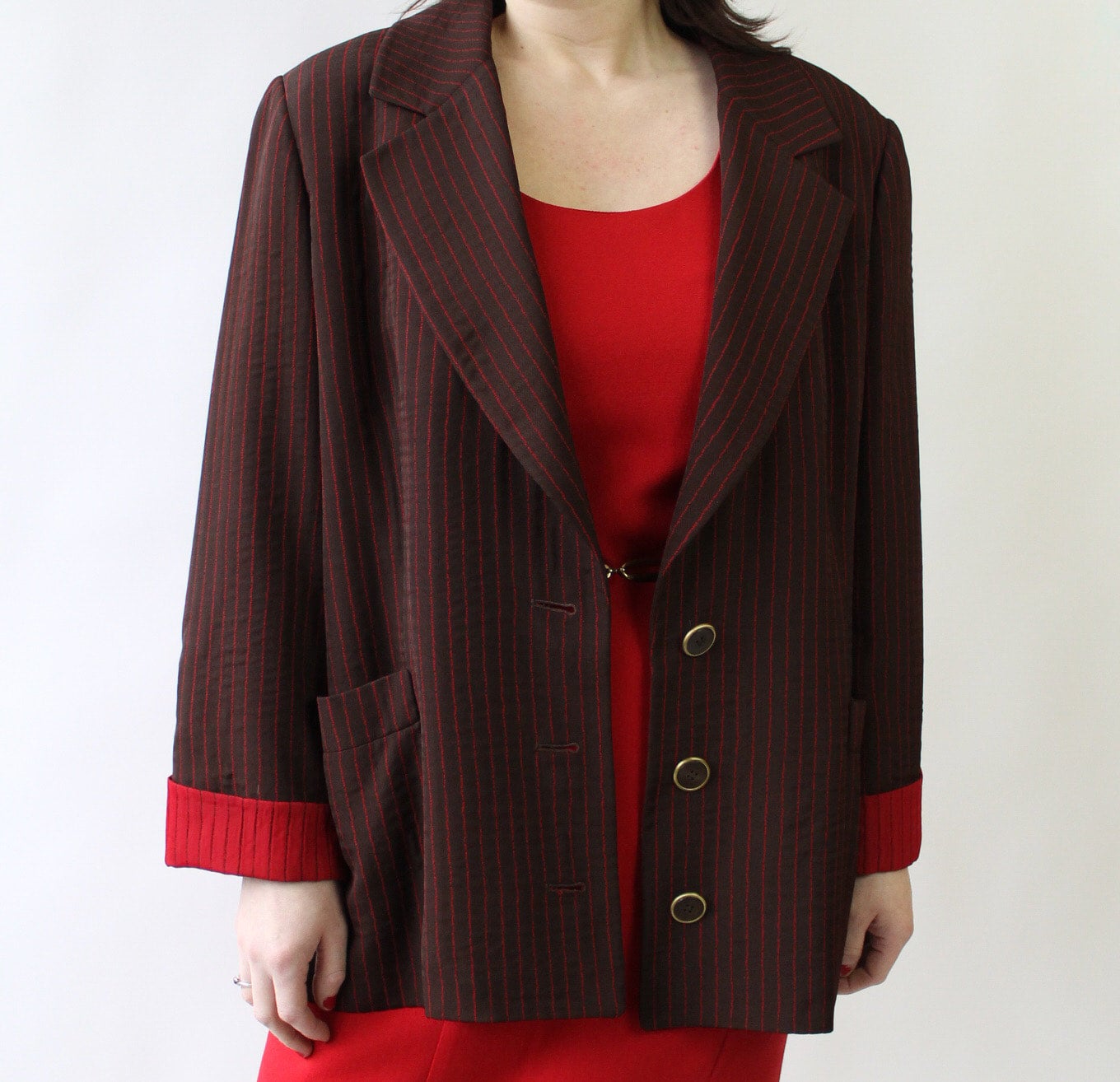 90s Gianfranco Ferre Red Pinstripe Blazer