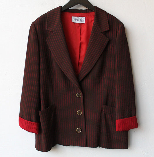 90s Gianfranco Ferre Red Pinstripe Blazer