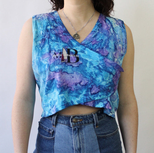 90s Myrtle Beach Tie Dye Criss Cross Crop Top