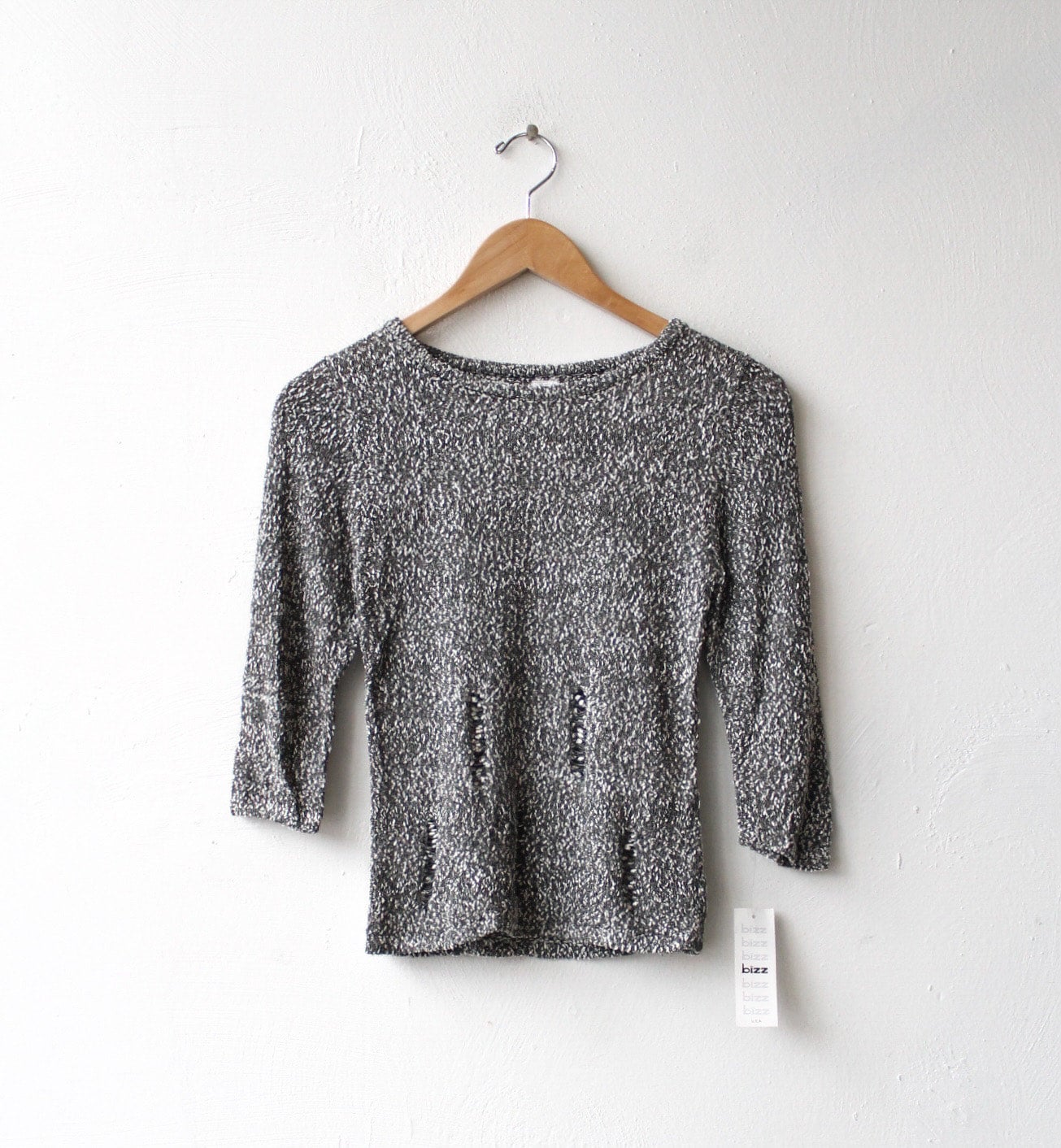 Y2K Deadstock Grey Nubby Distressed Knit Top